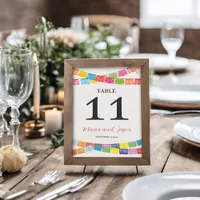 Mexican Papel Picado Elegant Colorful Boda Wedding Table Number