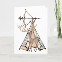 Boho Deer Tent Happy Birthday Card