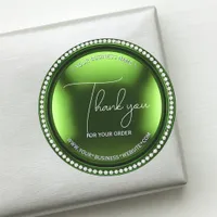 Luxury Green Metallic Diamond Business Thank You Classic Round Sticker