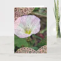 Pink and White Mixed Media Floral Blank Inside Card