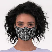 Modern Black and Silver Tribal Energy Design Premium Face Mask