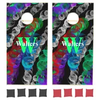 Personalized Red, Blue, Green Bubbles Abstract   Cornhole Set