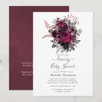 Marsala and Rose Gold Floral Drive By Shower Invitation