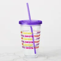 Colorful Fiesta Siesta Tequila Repeat Bachelorette Acrylic Tumbler