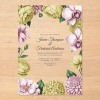 Blush Pink & Soft Gold Modern Botanical Wedding Acrylic Invitations