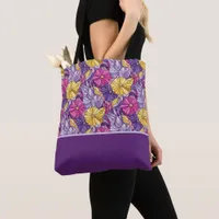 Stained Glass Abstract Purple Yellow Pink Tote Bag