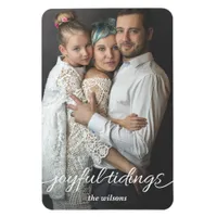 Joyful Tidings Script Custom Photo Holiday Card Magnet