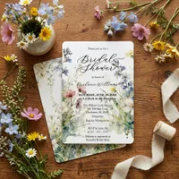 Elegant Watercolor Wildflower Meadow Bridal Shower Invitation