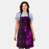 Deep Purple Bright Snowflakes Holidays Middle Apron