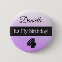 Personalized Its My Birthday Purple Girl's Button