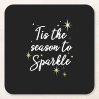 Tis Season To Sparkle Christmas Square Paper Coaster