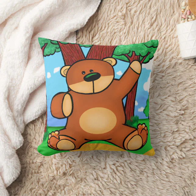 Bear in the Prairie - Bear in grassland Throw Pillow