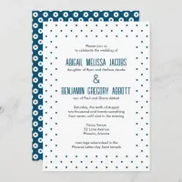 Sophisticated Blue & White Polka-Dot Reception Invitation