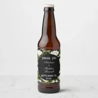 Elegant Black & White Floral Wedding: Calligraphy  Beer Bottle Label