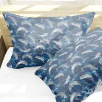 Dark Underwater Ocean with Dolphins Pillow Case