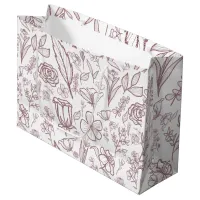 Simple Pink Floral on White | Large Gift Bag