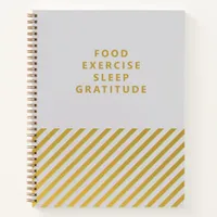 Gray Gold Stripes Minimalist Gratitude Journal