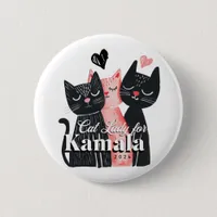 Cat Lady for Kamala Harris 2024 Button