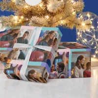 Retro “Year in Review” Family Photo Collage Wrapping Paper