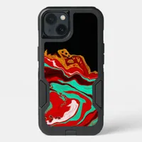 Black, Gold, Burgundy, Marble Art    iPhone 13 Case