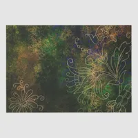 Gold Floral Grunge Damask Tissue Paper