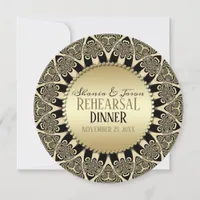 Tribal Sun Vintage Golden Wedding Rehearsal Dinner Invitation