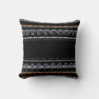 Modern Dotty Stripes Black+Grey Pattern Cushion