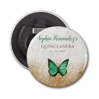 Rustic Vintage Emerald Green Gold Butterfly  Bottle Opener