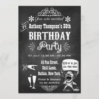 ANY AGE Chalkboard Retro Birthday Party Invitation