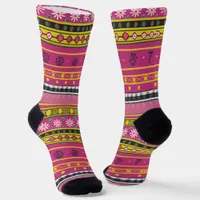 Pink Flower Pattern Socks