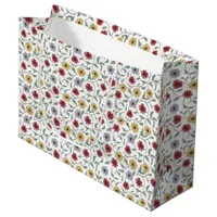 Daisy Pattern Doodle Pen and Ink Style Large Gift Bag