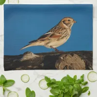 Lapland Longspur on a Sunlit Log Towel