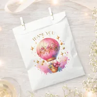 Pink and Gold Hot Air Balloons Birthday Thank You Favor Bag