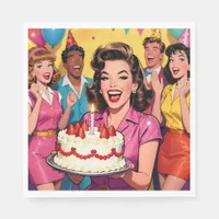 Fun Retro Pop Art Comic Mid-Century Birthday Napkins