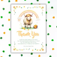 Highland Cow Rainbow St Patricks Day Birthday Thank You Card