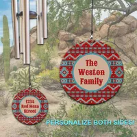 Southwest Mesas Red Turquoise Design Personalized Wind Chime