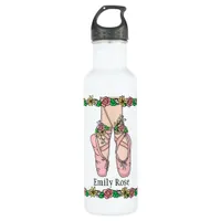 Pink Ballet Shoes Personalized Stainless Steel Water Bottle