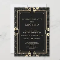 Art Deco Black & Gold The Man The Myth The Legend Invitation