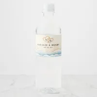 Watercolor Beach Wedding Water Bottle Label 