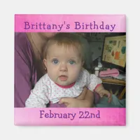 Personalized Pink Birthday Reminder Magnet
