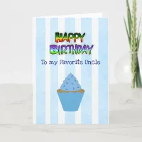 Happy Birthday Uncle Card Blue Cupcake