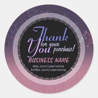 Pink purple Stars Business Thank You Sticker