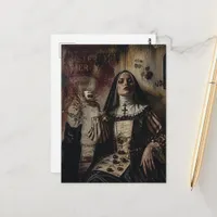 Sister Cherry and Her Cat Enjoy Tea Postcard