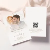 Modern Photo Overlay Script QR Code Wedding  Invitation