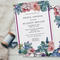 Rustic Pink Glitter Floral Botanical Bridal Shower Invitation