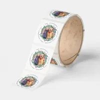 Greenery Wreath Christmas Photo Return Address  Classic Round Sticker