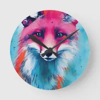 Red Fox Round Clock