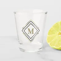 Geometric Diamond Frame Monogram Black/Gold ID617 Shot Glass