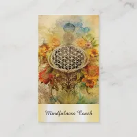 *~* AP92 Yoga QR Gold Flower of Life Reiki Sacred Business Card