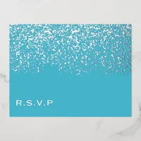 Glitter Wedding RSVP Foil Holiday Postcard